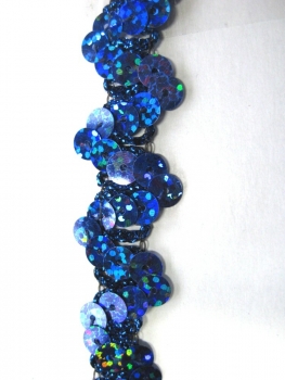 Paillettenband Holo blau